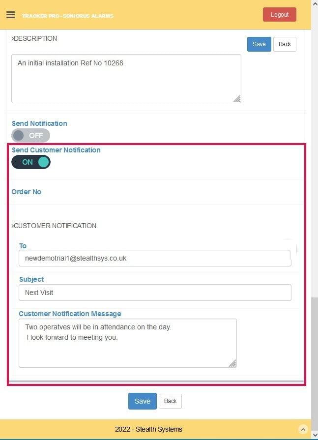Email appointment details to your customer