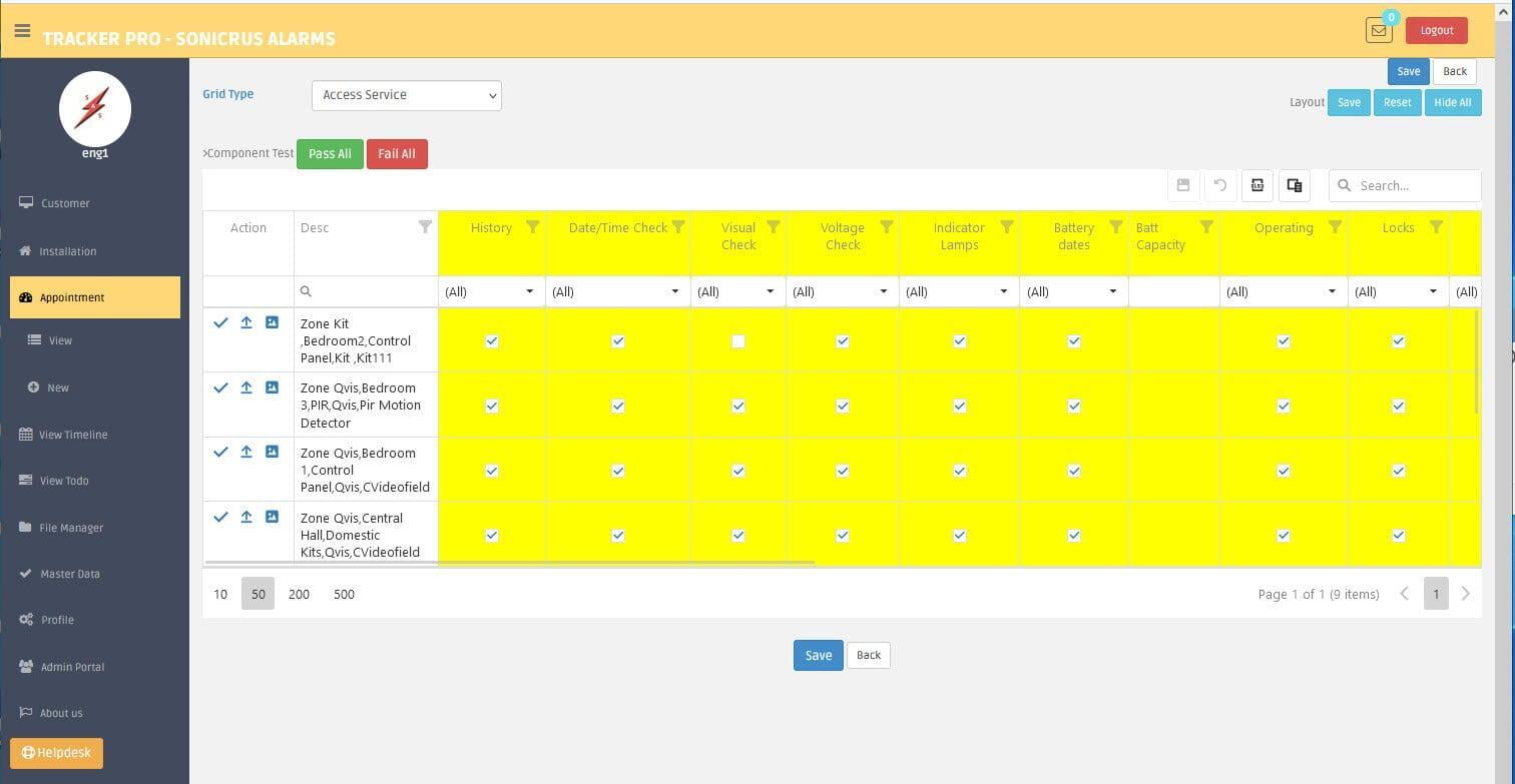 Item Test grid designer